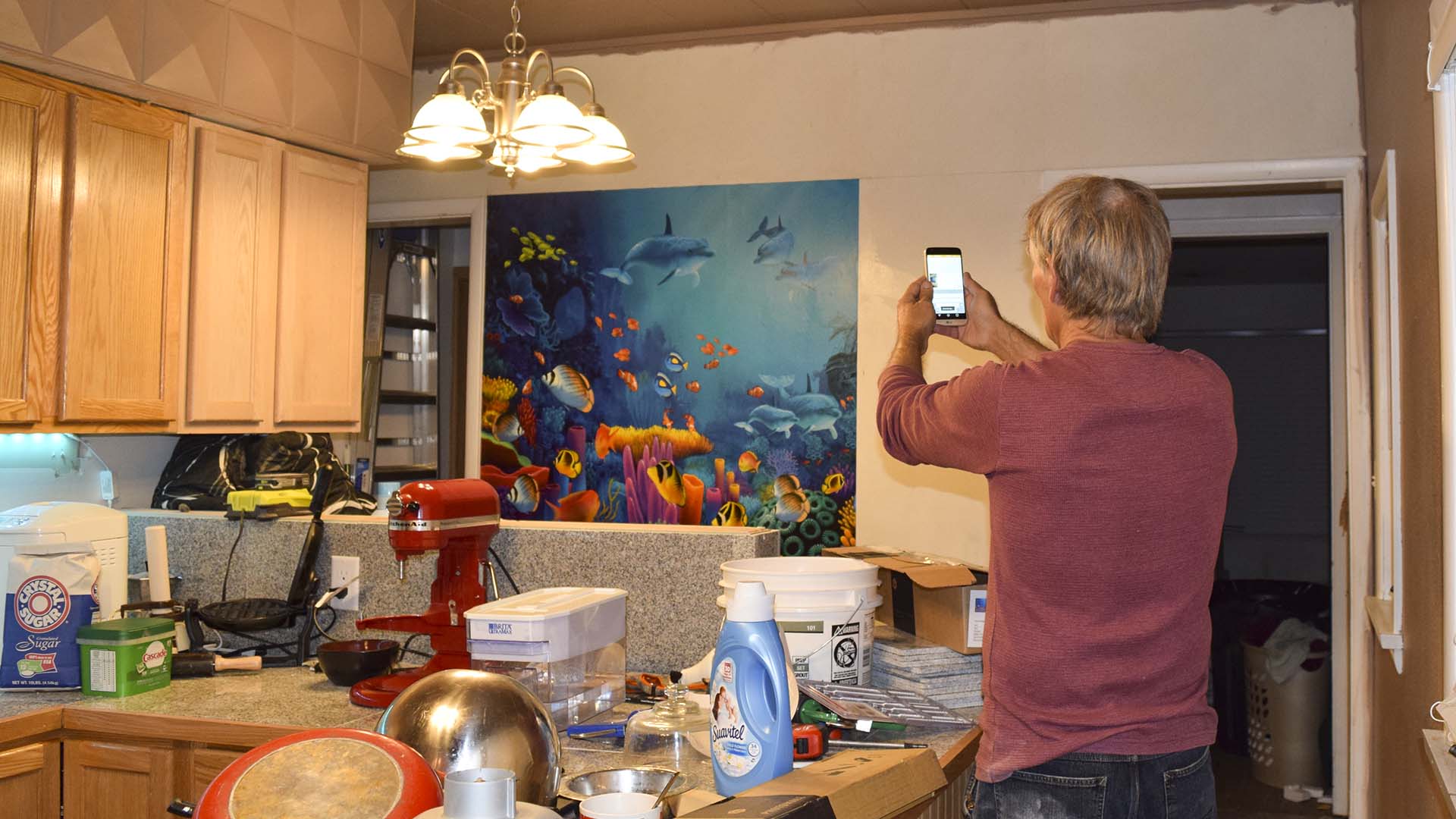 Under the sea mural wallcovering.